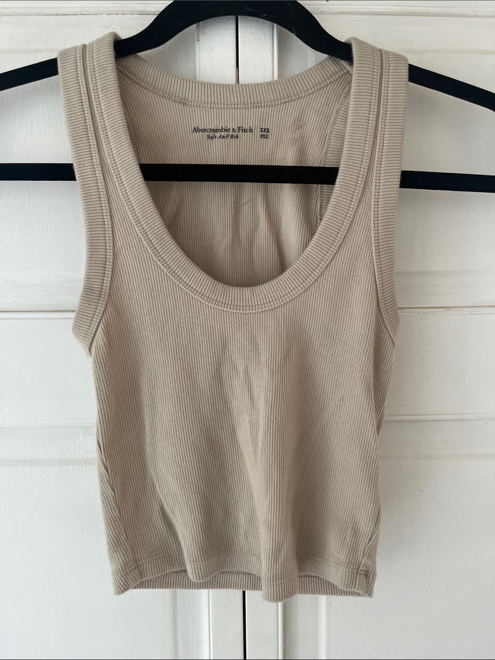 Abercrombie & Fitch Neutral Ribbed Tank Top in Light Taupe
